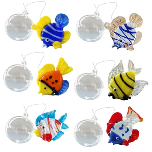 THINCAN Glasfisch-Blase zum Aufhängen, Akzent-Set mit 6 schwimmenden Deko-Charm-Anhängern für Dekorationen THINCAN Glasfisch-Blase zum Aufhängen, Akzent-Set mit 6 schwimmenden Deko-Charm-Anhängern für Dekorationen von THINCAN