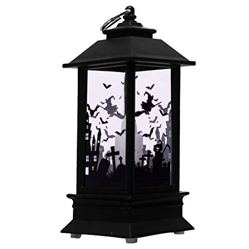 THINCAN Halloween Decoration Ornamente Gruselige Skelett Hexenmuster LED Elektronische Kerzenleuchte Hängende Stütze Outdoor Garten Leuchten Solar Angetrieben von THINCAN