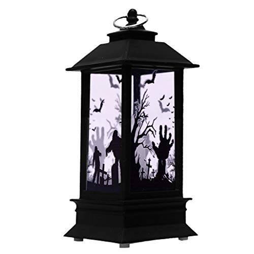THINCAN Halloween Decoration Ornamente Gruselige Skelett Hexenmuster LED Elektronische Kerzenleuchte Hängende Stütze Outdoor Garten Leuchten Solar Angetrieben von THINCAN