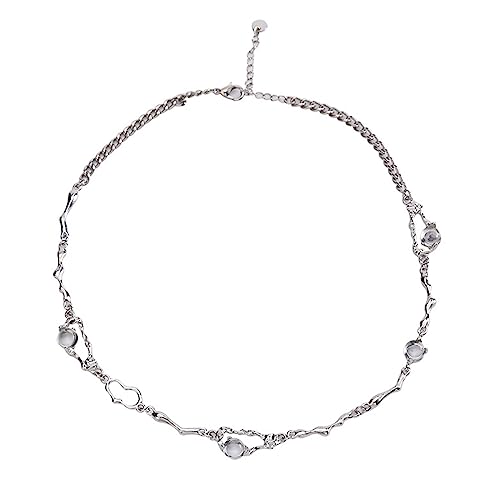 THINCAN Handgefertigte Mondstein Anhänger Halskette Elegantes Design Unregelmäßiger Schlüsselbeinketten Legierungsmaterial Für Frauen Hochzeitsfeier von THINCAN