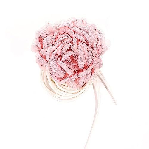 THINCAN Handherstellung Stoff Halskette Verstellbare Blumenkrawatte Modisches Design Elegante Blumenhalskette Für Frauen Mädchen von THINCAN