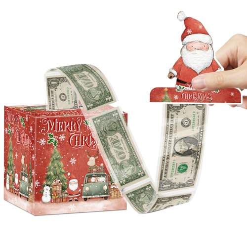 THINCAN Holiday Cash Pull Box Mit Snowman & Star Decor Geruchsloses Papierhandwerk Für Weihnachtsfeierlichkeiten & Geld Überraschungen (119 Chars) Weihnachtsgeldbox Überraschung Geschenk von THINCAN