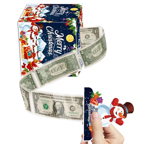 THINCAN Holiday Cash Pull Box Mit Snowman & Star Decor Geruchsloses Papierhandwerk Für Weihnachtsfeierlichkeiten & Geld Überraschungen (119 Chars) Weihnachtsgeldbox Überraschung Geschenk von THINCAN