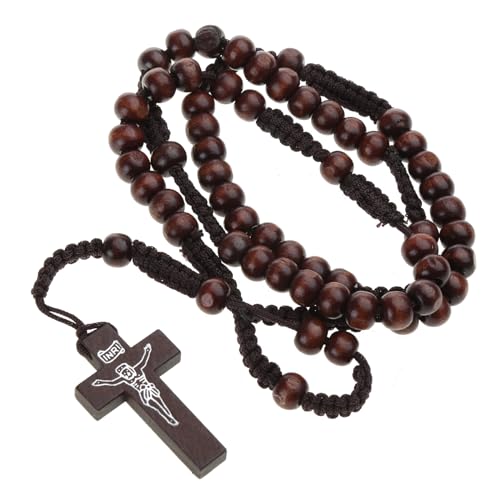 THINCAN Holzperlen Kreuz Rosenkranz Halskette Heiliger Katholischer Schmuck Charm Kunsthandwerk Für Christliche Kirche Zuhause Schlafzimmer Dekoration THINCAN Holzperlen Kreuz Rosenkranz Halskette Heiliger Katholischer Schmuck Charm Kunsthandwerk Für Christliche Kirche Zuhause Schlafzimmer Dekoration von THINCAN