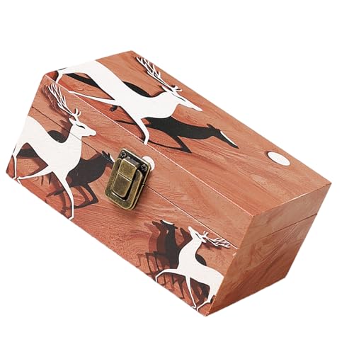 THINCAN Holzschmuck Aufbewahrungsbox Kleines Design Mit Verschluss Darstellung Von Organisatoren Perfekt Für Ohrringe Halsketten Ringe Organisatoren von THINCAN