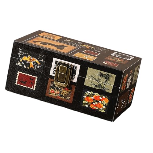 THINCAN Holzschmuck Aufbewahrungsbox Kleines Design Mit Verschluss Darstellung Von Organisatoren Perfekt Für Ohrringe Halsketten Ringe Organisatoren von THINCAN