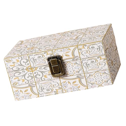 THINCAN Holzschmuck Aufbewahrungsbox Kleines Design Mit Verschluss Die Organisatoren Perfekt Für Ohrringe Halsketten Ringe Vintage Box Ideal von THINCAN