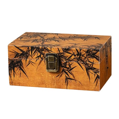 THINCAN Holzschmuck Aufbewahrungsbox Kleines Design Mit Verschluss Die Organisatoren Perfekt Für Ohrringe Halsketten Ringe Vintage Box Ideal von THINCAN