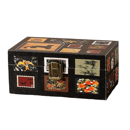 THINCAN Holzschmuck Aufbewahrungsbox Kleines Design Mit Verschluss Die Organisatoren Perfekt Für Ohrringe Halsketten Ringe Vintage Box Ideal von THINCAN