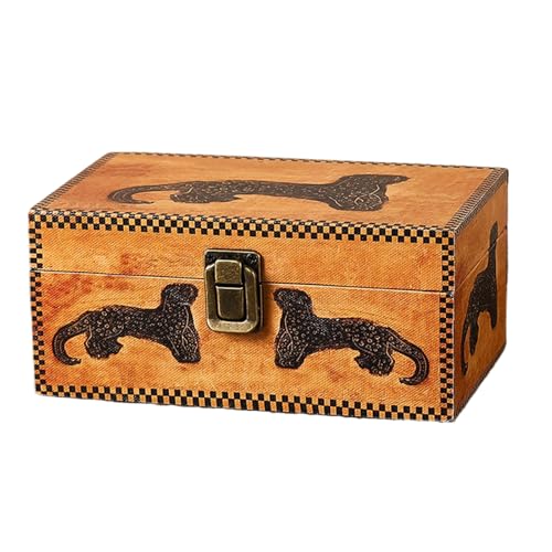 THINCAN Holzschmuck Aufbewahrungsbox Kleines Design Mit Verschluss Die Organisatoren Perfekt Für Ohrringe Halsketten Ringe Vintage Box Ideal von THINCAN