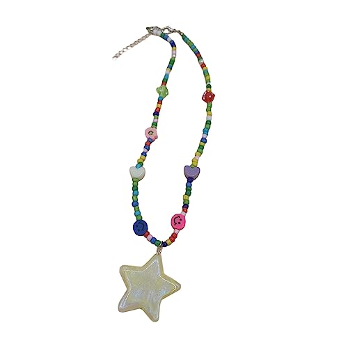 THINCAN Modische Star Anhänger Halskette Mit Zarten Perlen Star Anhänger Choker Buntes Perlen Halsketten Geschenk Für Freundinnen von THINCAN