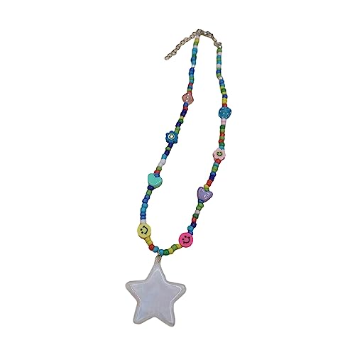 THINCAN Modische Star Anhänger Halskette Mit Zarten Perlen Star Anhänger Choker Buntes Perlen Halsketten Geschenk Für Freundinnen von THINCAN