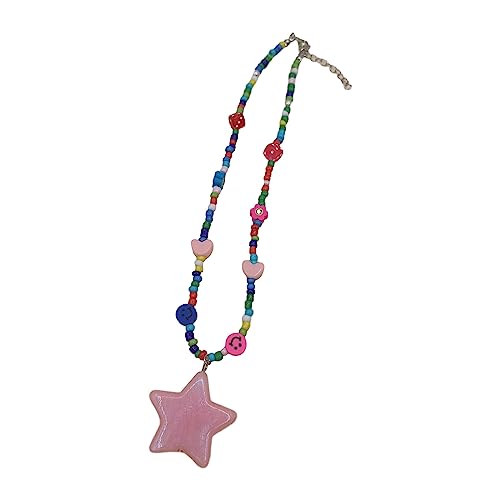 THINCAN Modische Star Anhänger Halskette Mit Zarten Perlen Star Anhänger Choker Buntes Perlen Halsketten Geschenk Für Freundinnen von THINCAN