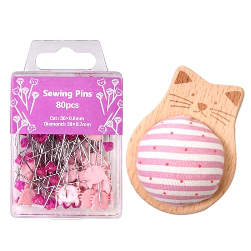 THINCAN Nadelnadelhalter Mit 80 Quilting Positioniernadelholzhalter Mit Schneiderei Zum Nähen Von Quilt Dressmaking Stickkissen Holzbasis von THINCAN