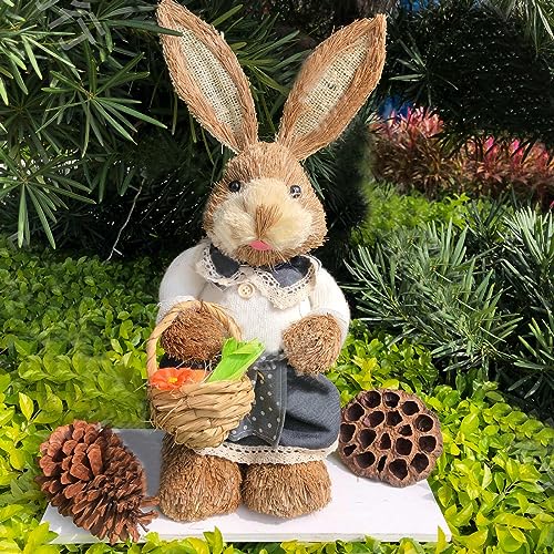 THINCAN Niedliche Hasenpartyversorgungen Ornamente Stroh Kaninchen Für Kinder Und Erwachsene Mit Einfachem Muster Linderung Druck Stroh Ornament von THINCAN