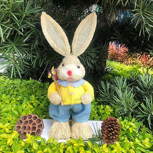 THINCAN Niedliche Hasenpartyversorgungen Ornamente Stroh Kaninchen Für Kinder Und Erwachsene Mit Einfachem Muster Linderung Druck Stroh Ornament von THINCAN