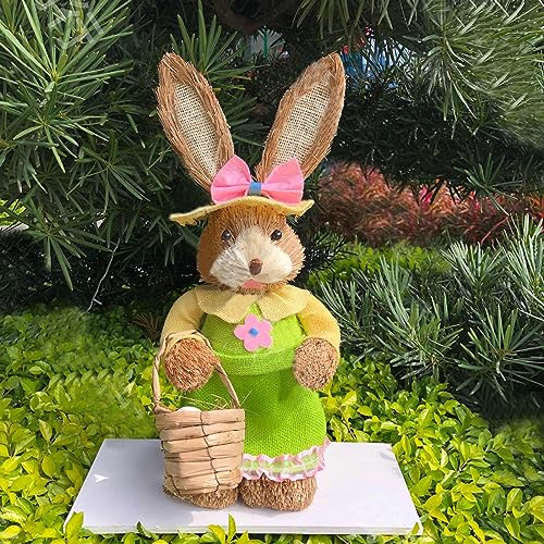 THINCAN Niedliche Hasenpartyversorgungen Ornamente Stroh Kaninchen Für Kinder Und Erwachsene Mit Einfachem Muster Linderung Druck Stroh Ornament von THINCAN