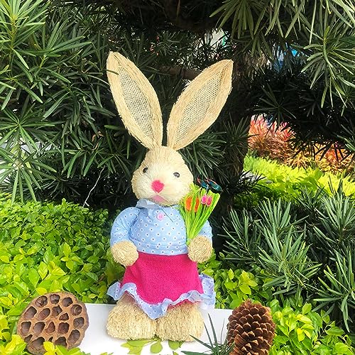 THINCAN Niedliche Hasenpartyversorgungen Ornamente Stroh Kaninchen Für Kinder Und Erwachsene Mit Einfachem Muster Linderung Druck Stroh Ornament von THINCAN