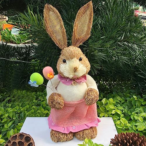 THINCAN Niedliche Hasenpartyversorgungen Ornamente Stroh Kaninchen Für Kinder Und Erwachsene Mit Einfachem Muster Linderung Druck Stroh Ornament von THINCAN