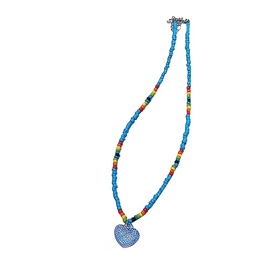 THINCAN Niedliche Herzheize Halskette Temperament Kragen Halsketten Schlüsselbeutel Kette Halshöhe Party Schmuck Bunte Perlen Halskette von THINCAN