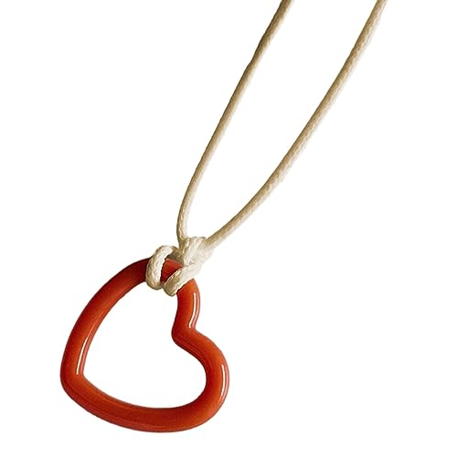 THINCAN Niedliche Hohle Herz Anhänger Halskette Buntes Seil Choker Mode Schmuck Einfache Schlüsselblattkette von THINCAN
