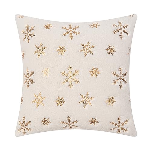 THINCAN Plüsch Schneeflockenkissenbezug Kissenbezüge Weihnachtskissen Deckung Wintersofa Couch Dekoration Kissenbezüge THINCAN Plüsch Schneeflockenkissenbezug Kissenbezüge Weihnachtskissen Deckung Wintersofa Couch Dekoration Kissenbezüge von THINCAN