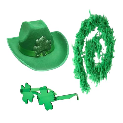 THINCAN Stpatrick Day Green Hat Eyewear Pelry Schal Kostüm Shamrock Irish National Day Feier Karnevalparty Accessoire von THINCAN