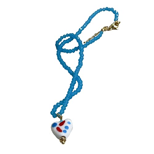 THINCAN Strandkristallperlenkette Choker Einzigartige Love Herz Charme Halskette Süßer Cooler Schmuck Pullover Kette Origination von THINCAN