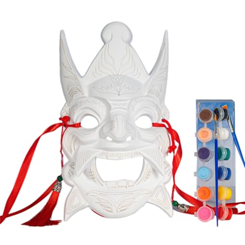 THINCAN Unbemaltte Maske Enthält 12 Farben Acrylfarbe Farbe Und Pinsel von THINCAN