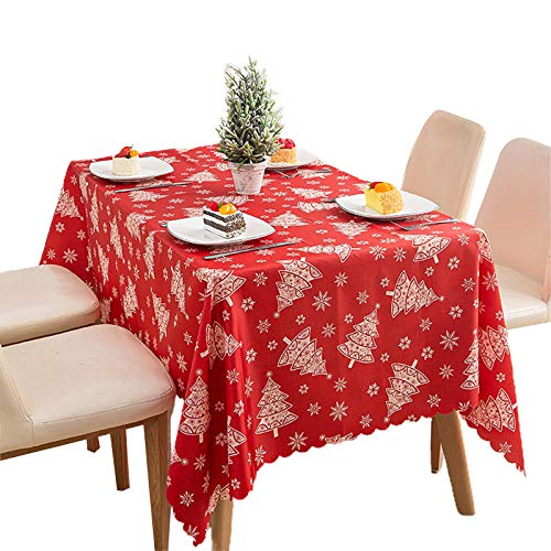 Weihnachten Rechteckige Tischdecke Schneeflocken Weihnachtsbaum Gedruckte Waschabdeckung Für Heimküche Esszimmer Party Dekoration Tischdecke Gewichte Schweren Außen von THINCAN