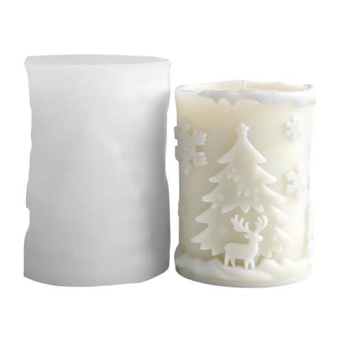 Weihnachtskerzenform Silikonformen Oramentgussformen Schneeflockenzylinder Pflaster Schimmel Basteln Duftende Kerzen Weihnachtsfleisch Schimmelpilz Schneeflockenzylinder Duft. von THINCAN