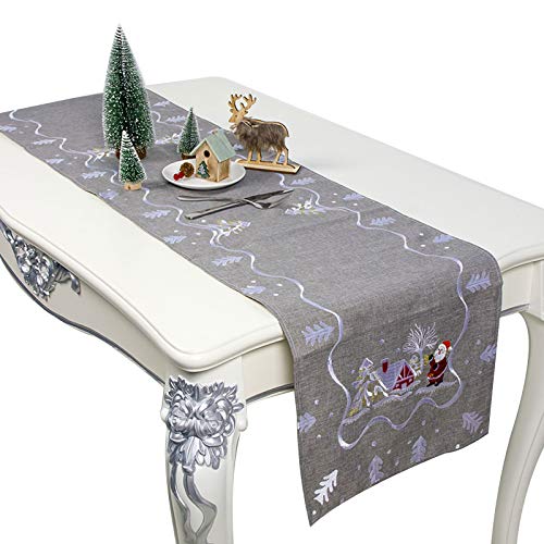 Weihnachtslappen Tischläufer Silber Santa Tischdecke Für Party Indoor Bauernhaus Esstischdekor Tischdecke Abwaschbar Rund von THINCAN