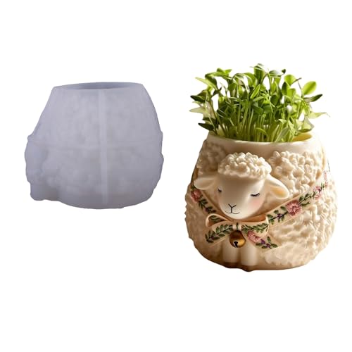 Wiederverwendbares Silikon Pflanzerform Schaf Schafmuster Blumenpot Handwerkzeug Textur Geeignet Für Harzschmuck Die Blumenpotform Machen von THINCAN