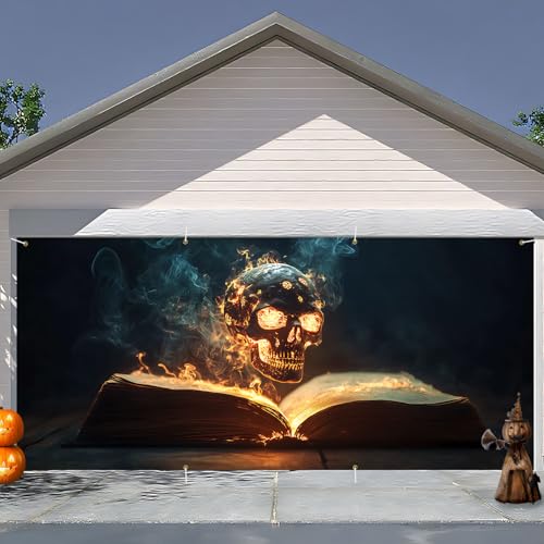 Halloween-Garagentor-Dekorationen "Happy Halloween", Hexentürabdeckung, hängendes Banner, Kessel-Hintergrund, Wandbild für Zuhause, Outdoor, Indoor, Gruselparty, Wand, Fenster, 1,8 x 4 m Halloween-Garagentor-Dekorationen "Happy Halloween", Hexentürabdeckung, hängendes Banner, Kessel-Hintergrund, Wandbild für Zuhause, Outdoor, Indoor, Gruselparty, Wand, Fenster, 1,8 x 4 m von THISFIND