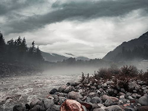 Malen nach Zahlen Erwachsene - Steine,Fluss,Nebel-40 * 50 cm Ohne Rahmen von THISIT