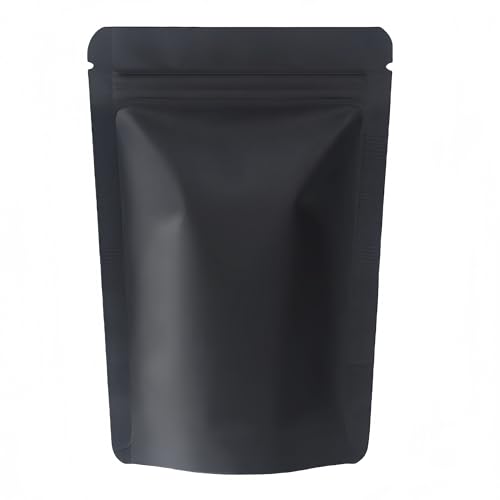 50 Stücke Mylar Bags,Standbodenbeutel,Wiederverschließbare Beutel,Folienbeutel Verschließbar,Druckverschlussbeutel,Cali Packs, Mylar Beutel für die Lagerung von Lebensmitteln(schwarz, 12x20cm - 50pcs) von THIVENNY