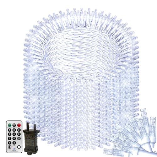 THKFUL 100M 800LEDs Lichterkette außen mit Stecker,Lang Außen Innen wasserdicht,mit 8Modi,Fernbedienung für Weihnachten Hochzeit Garten,10M Anschlusskabel(weiß) von THKFUL