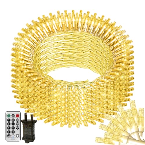 THKFUL Lichterkette Außen mit Stecker, 50M 300LED Lichterkette Weihnachten Innen mit Fernbedienung, 8modi Dimmbar Wasserdicht mit Timer für Outdoor Garten (warmweiß) von THKFUL