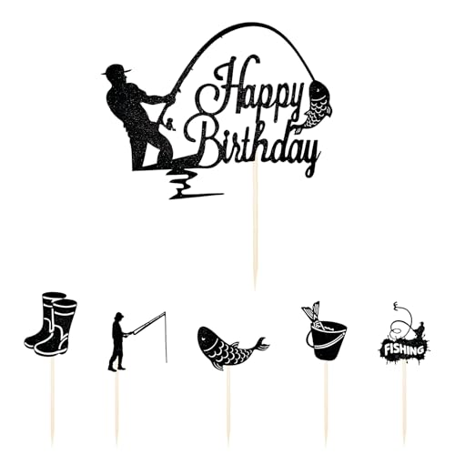 6 Stück Angler Cake Topper, Fische Angeln Deko, Angler Zubehör für Kuchen DIY Deko Jungen Mann Geburtstagsparty Happy Birthday Tortendeko Fische Geburtstag party Geburtstags 6 Stück Angler Cake Topper, Fische Angeln Deko, Angler Zubehör für Kuchen DIY Deko Jungen Mann Geburtstagsparty Happy Birthday Tortendeko Fische Geburtstag party Geburtstags von THKO