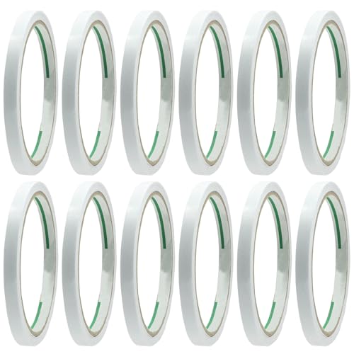 THKO Doppelseitiges Klebeband aus Baumwollpapier, 12 Rollen 8mm x 10m stark haftend ideal für Bastelarbeiten Dekoration Fixierung und mehr – dünn präzise und vielseitig von THKO