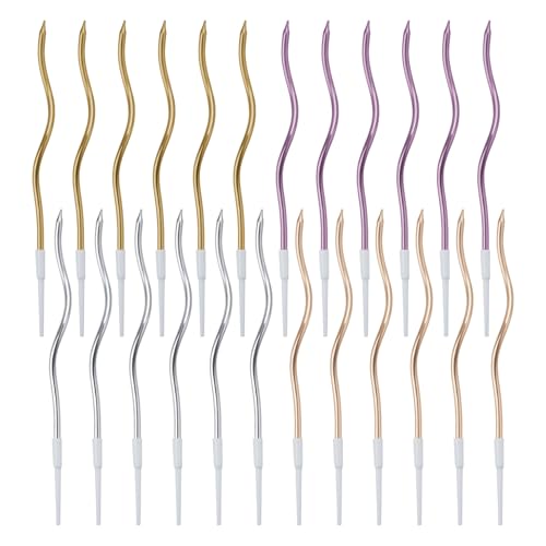 THKO Geburtstagskerzen Spiral 24 Pcs: Metallisch Kuchenkerze Geburtstag Mehrfarbig - Kerzen Geburtstag Erwachsene - Geburtstagskerzen Kinder - Birthday Candles Gold/Rosegold/Silber/Champagner THKO Geburtstagskerzen Spiral 24 Pcs: Metallisch Kuchenkerze Geburtstag Mehrfarbig - Kerzen Geburtstag Erwachsene - Geburtstagskerzen Kinder - Birthday Candles Gold/Rosegold/Silber/Champagner von THKO
