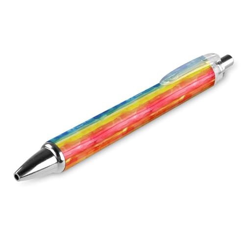 THKVSV Aquarell-Kugelschreiber mit Regenbogenstreifen, gemustert, einziehbar, rund, feine Spitze, 0,5 mm, 4 Stück von THKVSV