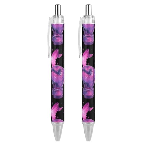 THKVSV Brustkrebs-Kugelschreiber, gemustert, einziehbar, rund, feine Spitze, 0,5 mm, 4 Stück von THKVSV