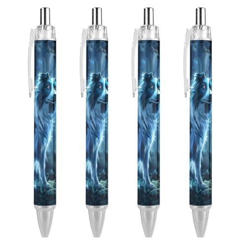 THKVSV Collie Dog Druckkugelschreiber, tragbar, blaue Tinte, Kugelschreiber, Arbeitsstifte für Zuhause, Büro, 4 Stück THKVSV Collie Dog Druckkugelschreiber, tragbar, blaue Tinte, Kugelschreiber, Arbeitsstifte für Zuhause, Büro, 4 Stück von THKVSV