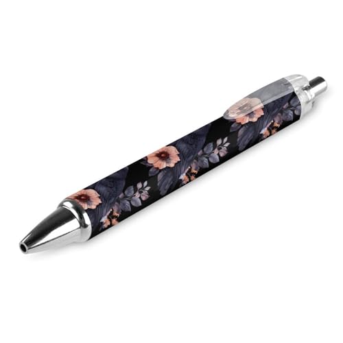 THKVSV Crow Boho Flowers Kugelschreiber, gemustert, einziehbar, schwarz, runder Schaft, feine Spitze, 0,5 mm, 4 Stück von THKVSV