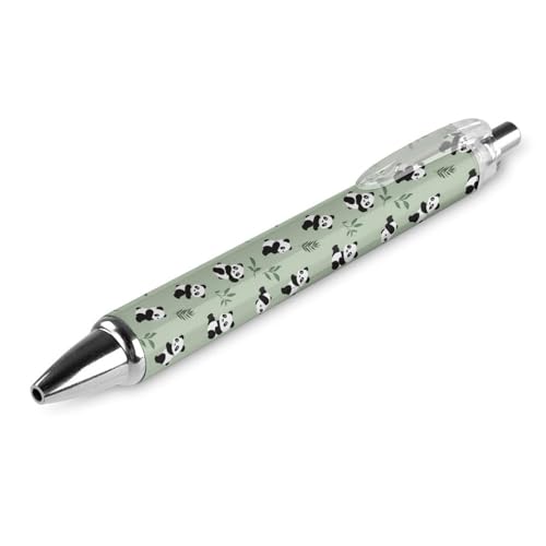 THKVSV Cute Pandas Kugelschreiber, gemustert, einziehbar, rund, feine Spitze, 0,5 mm, Schwarz, 4 Stück von THKVSV