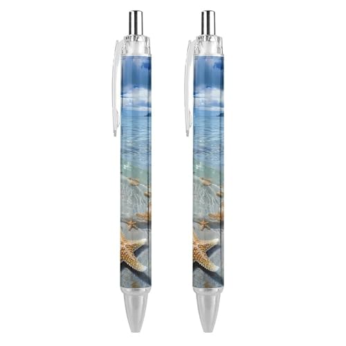 THKVSV Druckkugelschreiber mit Strandmuschel, tragbar, blaue Tinte, Kugelschreiber, Arbeitsstifte für Zuhause, Büro, 2 Stück THKVSV Druckkugelschreiber mit Strandmuschel, tragbar, blaue Tinte, Kugelschreiber, Arbeitsstifte für Zuhause, Büro, 2 Stück von THKVSV