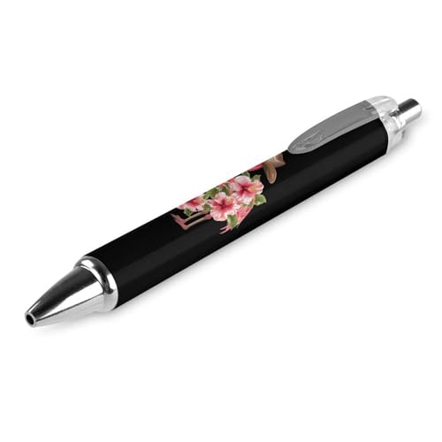 THKVSV Flamingo-Blumen-Kugelschreiber, einziehbarer Kugelschreiber, Arbeitsstift, Rollkugelschreiber für Büro, Schulbedarf, 1 Stück von THKVSV