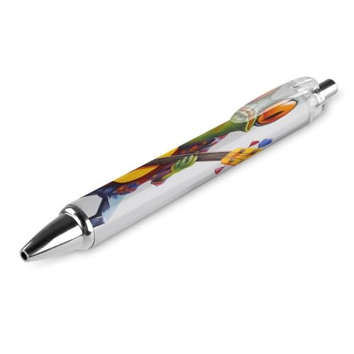 THKVSV Frosch Play Gitarre niedlicher einziehbarer Kugelschreiber, feine Spitze, 0,5 mm, runder Schaft, 4 Stück, Büro von THKVSV