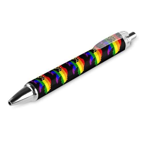 THKVSV Gay Bear Pride – LGBT-Flagge, Bärentatzen-Druck, Kugelschreiber für Damen und Herren, 0,5 mm, feiner einziehbarer Kugelschreiber, 1 Stück THKVSV Gay Bear Pride – LGBT-Flagge, Bärentatzen-Druck, Kugelschreiber für Damen und Herren, 0,5 mm, feiner einziehbarer Kugelschreiber, 1 Stück von THKVSV